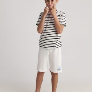 T7336 Starboy Star Striped Top And “Το Όνειρο” Long Shorts Set