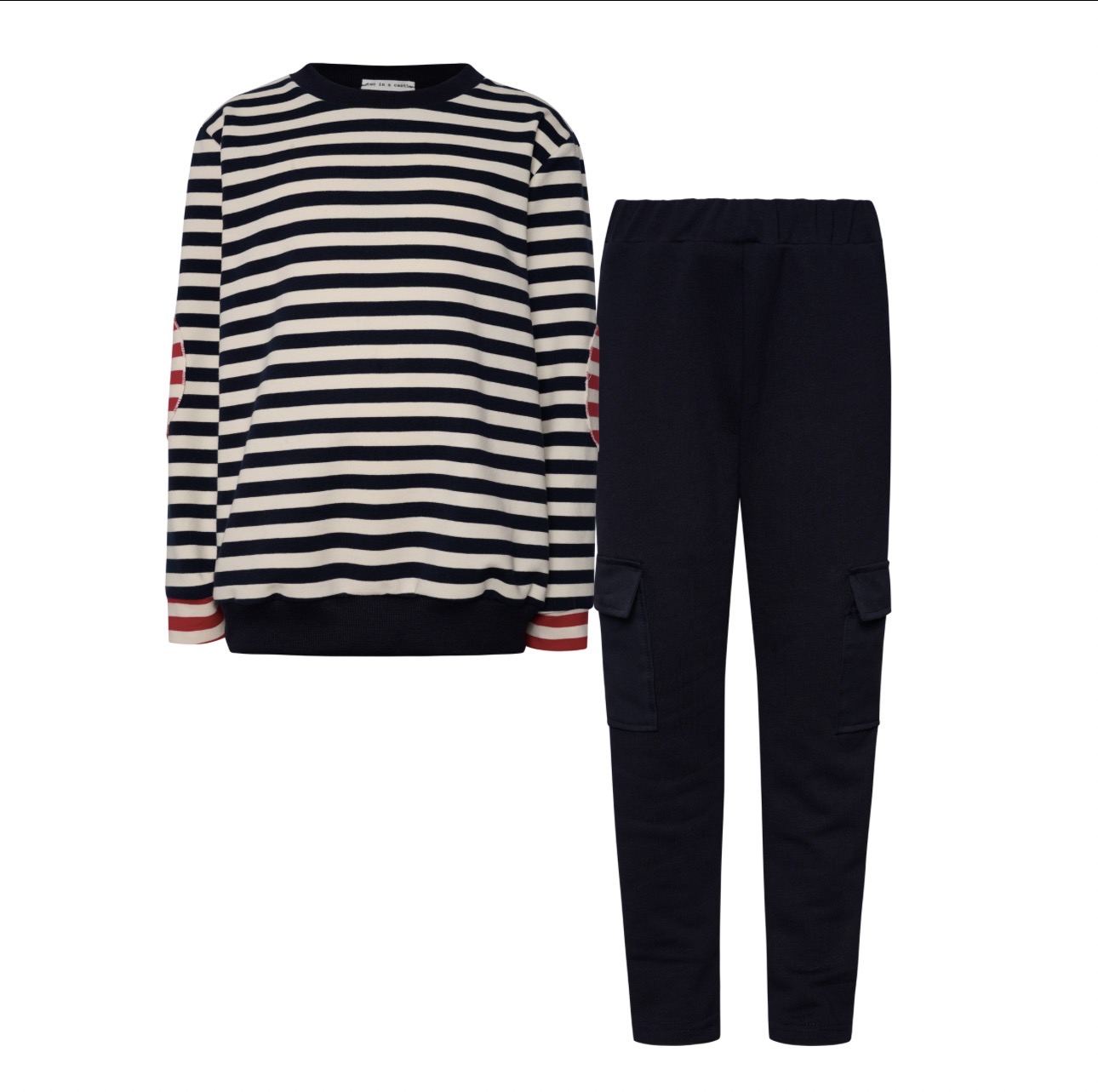 T6934 Pirate Of LoveStriped Top & Straight Cargo Pants