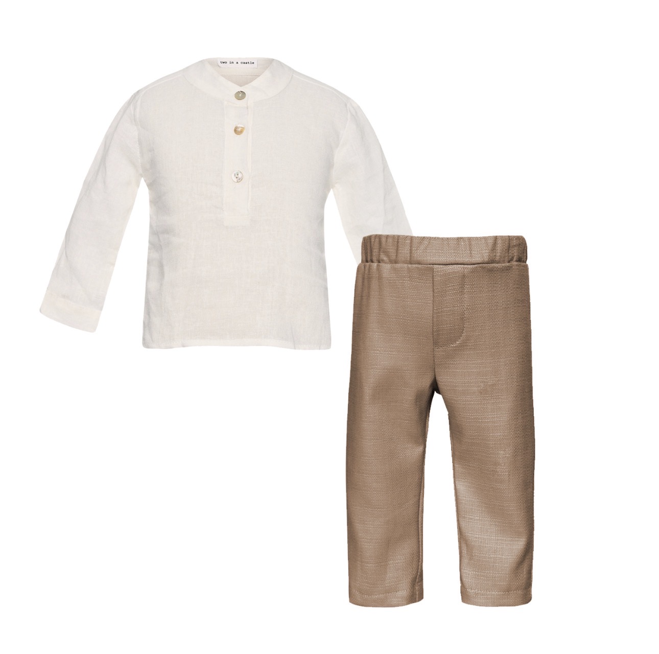 T7310 Sea Salt Mao Blouse And Straight Pants Baby Set - Image 2