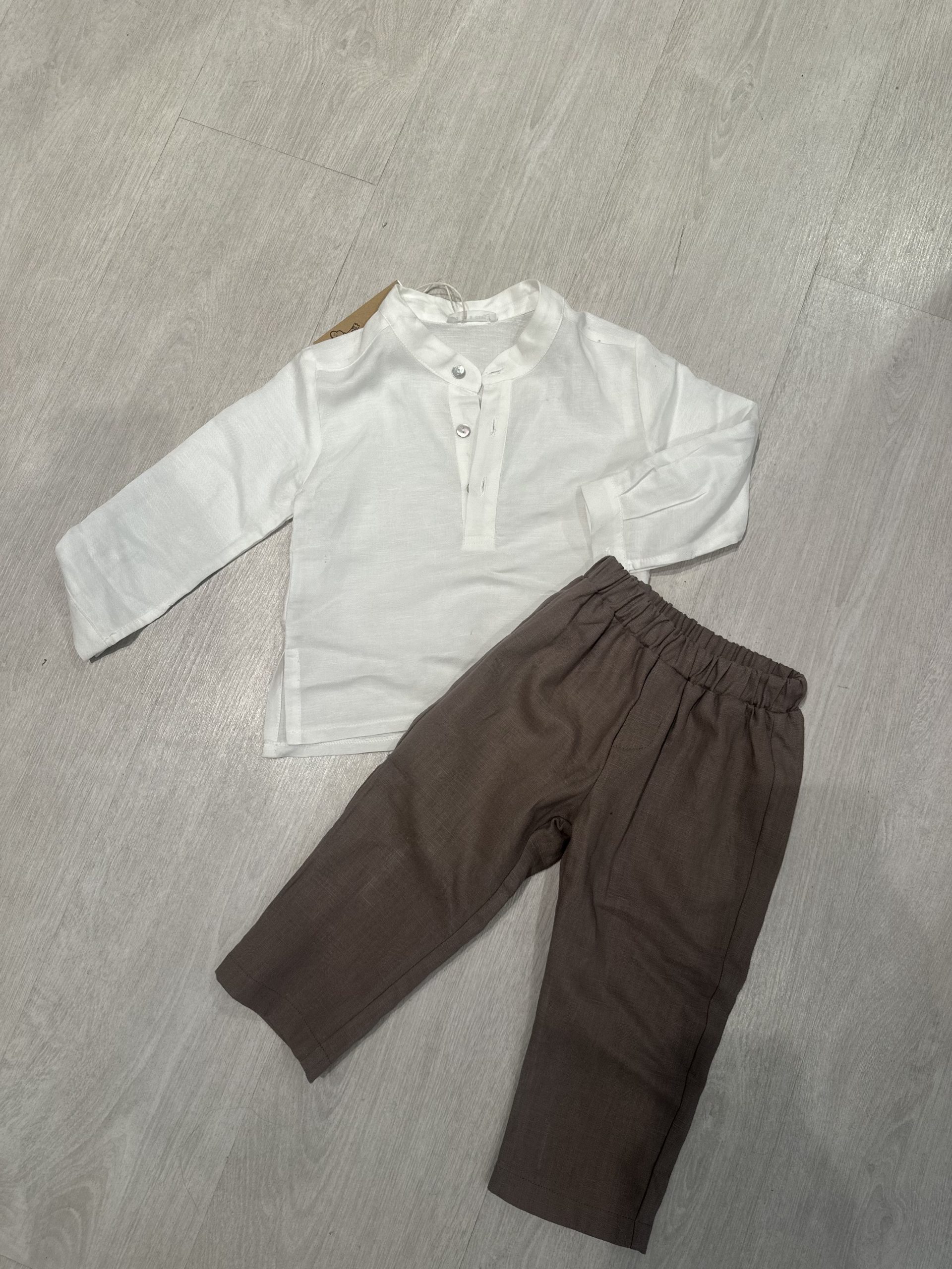 T7310 Sea Salt Mao Blouse And Straight Pants Baby Set