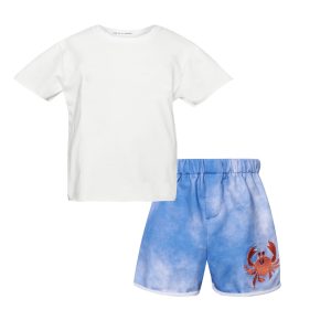 T7319 Sea Whisper T-shirt And Crab Tie Dye Shorts Baby Set