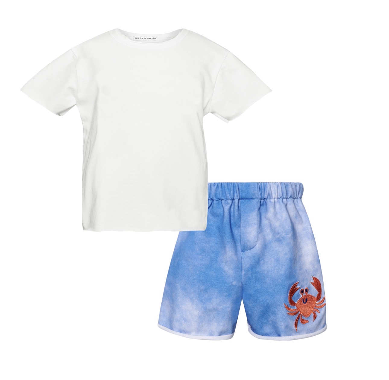T7319 Sea Whisper T-shirt And Crab Tie Dye Shorts Baby Set