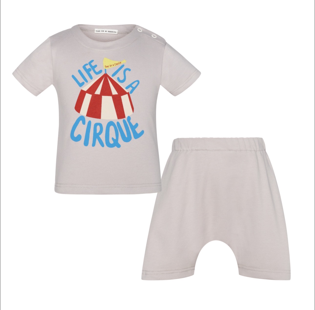 T7324 Circus Life Logo Top And Slouchy Shorts Baby Set