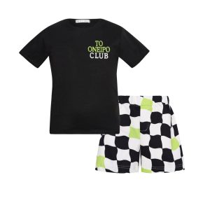 T7349 Chess Neon Όνειρο T-Shirt And Allover Print Shorts Baby Set