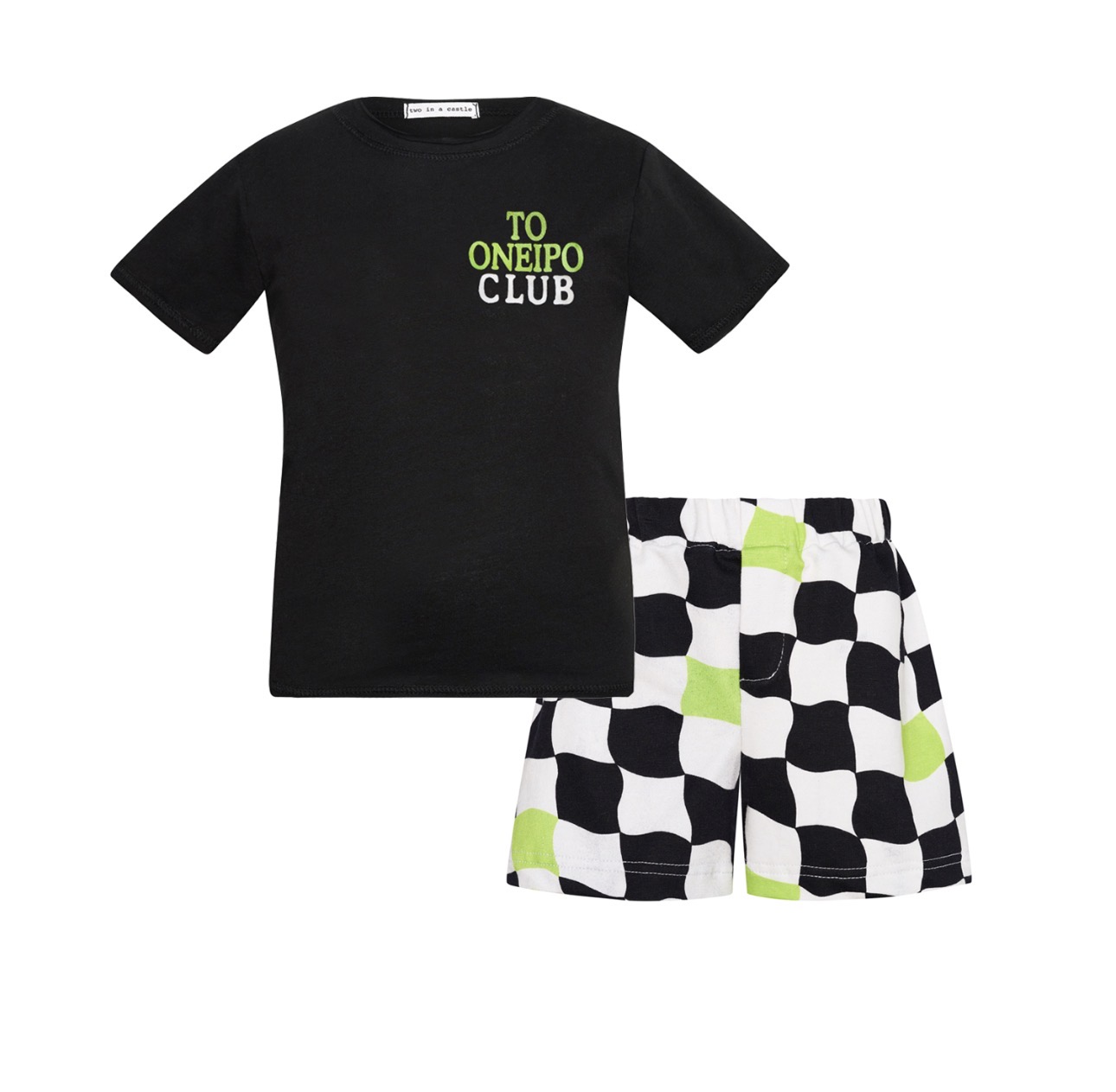 T7349 Chess Neon Όνειρο T-Shirt And Allover Print Shorts Baby Set