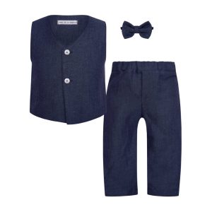 T7381 Deep Blue Ocean Vest And Straight Leg Pants Baby Set
