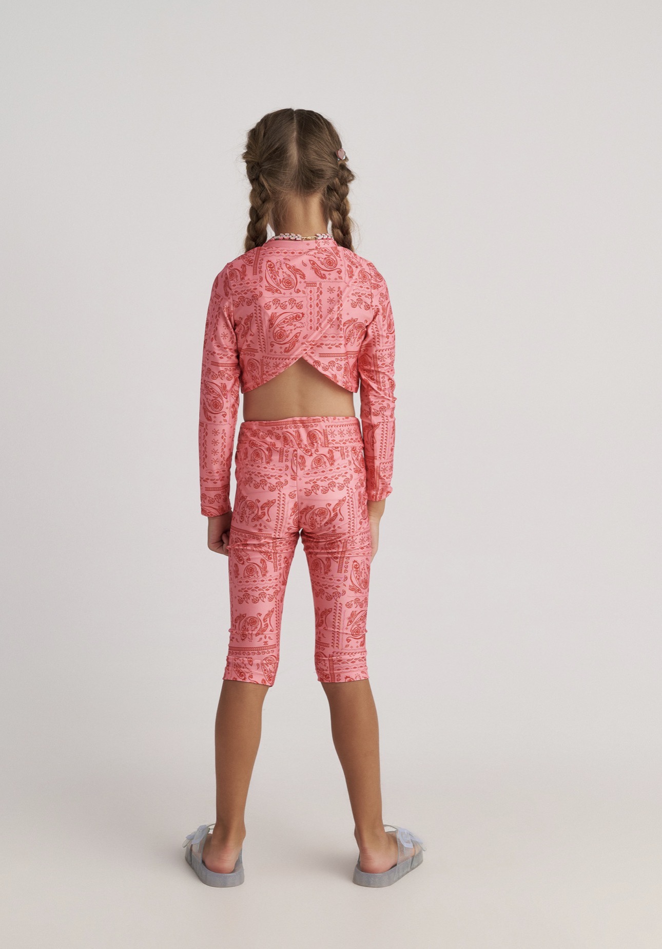 T7427 Bandana Allover Long Sleeve Top And Biker Leggings - Image 2
