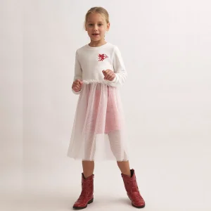 Σετ τούλινο φόρεμα & σορτς με παγιέτες Two In A Castle T6579 Off white