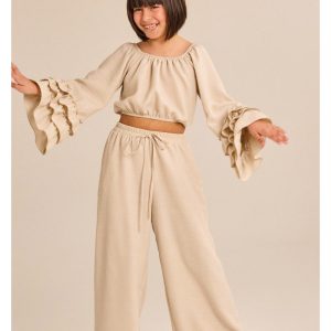 Melin Rose Σετ μπλούζα off-shoulder και παντελόνα beige