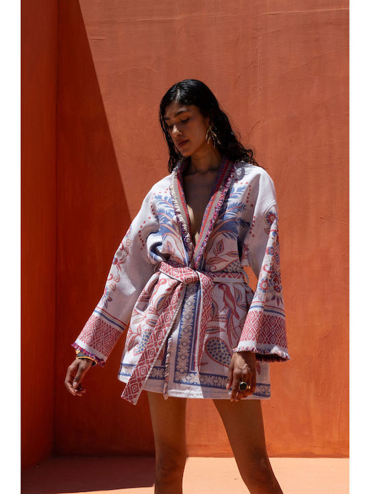Nema Resort Wear Γυναικεία Πλεκτή Ζακέτα Πολύχρωμο
