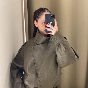 Jacket δερμάτινο λαδί