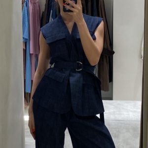 Σετ denim γιλέκο&παντελόνι