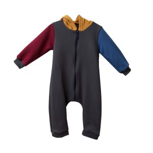 Ολόσωμη βρεφική φόρμα φούτερ The Now Colour Blocking Hooded Jumpsuit Two In A Castle (T6925) Γκρι