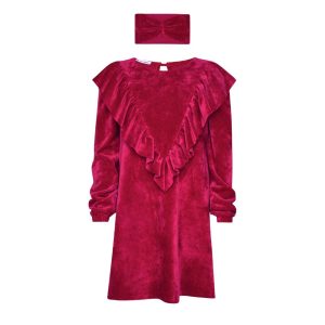 T5648 VELVET ΦΟΥΞΙΑ DRESS KID