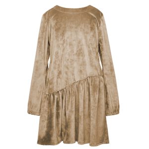 T4737 VELVET MONOCHROME ASSYMETRIC DRESS & ACC KID