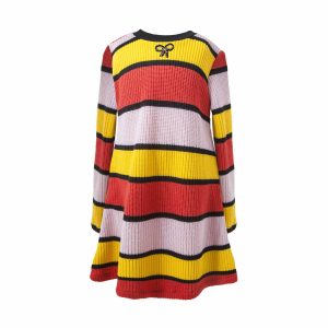 T5514 ARIA KNITTED STRIPED -A- LINE DRESS KID