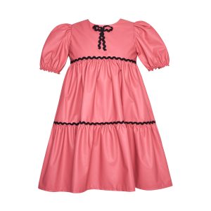 T5548 OPERA PUFF SLEEVE PLEATHER DRESS KID