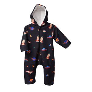 T6869 Space Allover Waterproof Hooded Jumpsuit