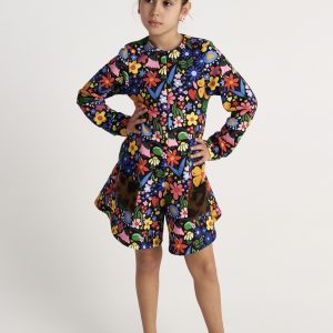 T7645 Flower Sky Allover Sweater Playsuit