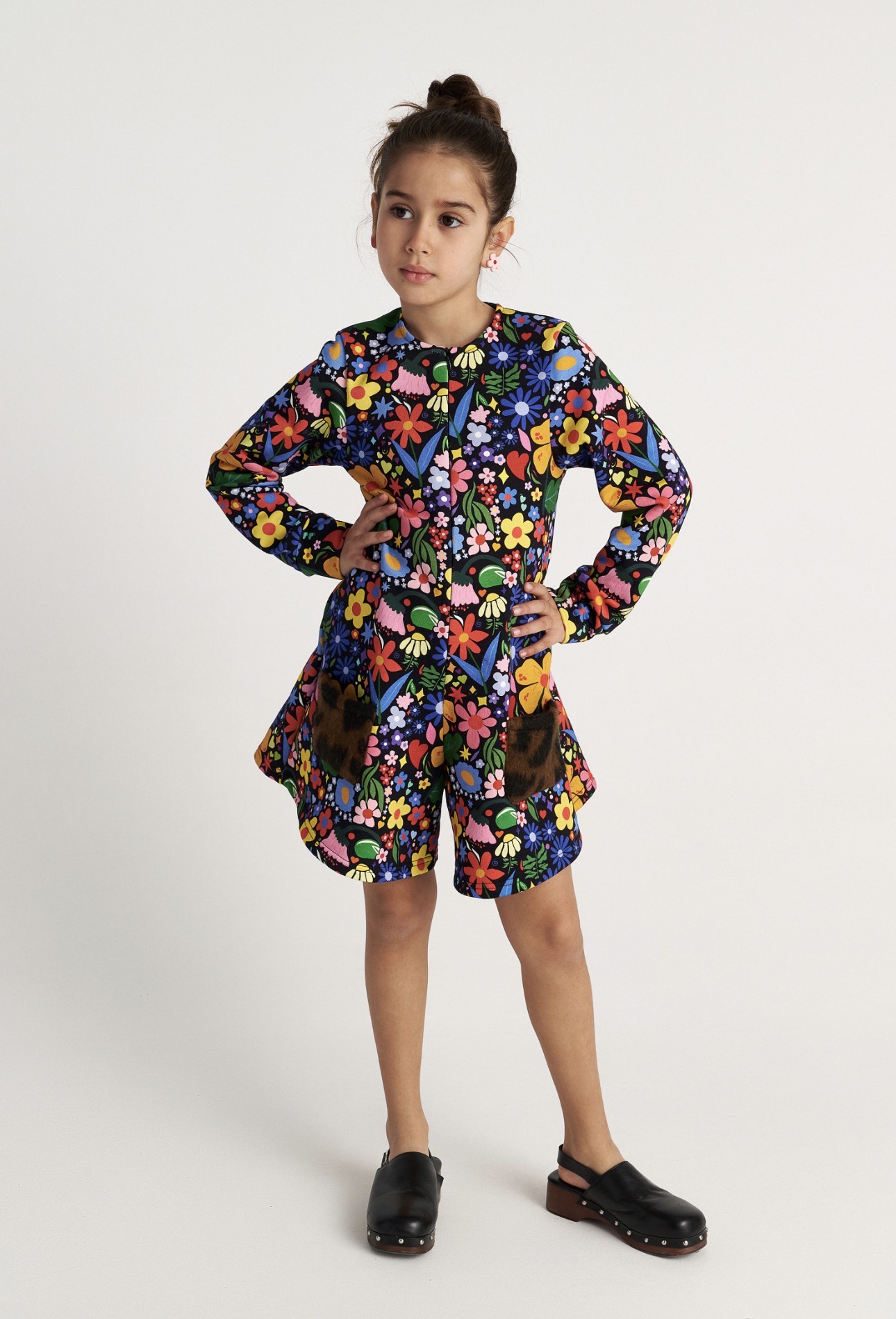 T7645 Flower Sky Allover Sweater Playsuit