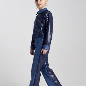 T7558 Midnight Moon Denim Sequins Pants
