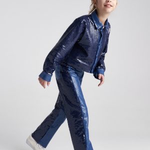 T7557 Midnight Moon Denim Sequins Shirt