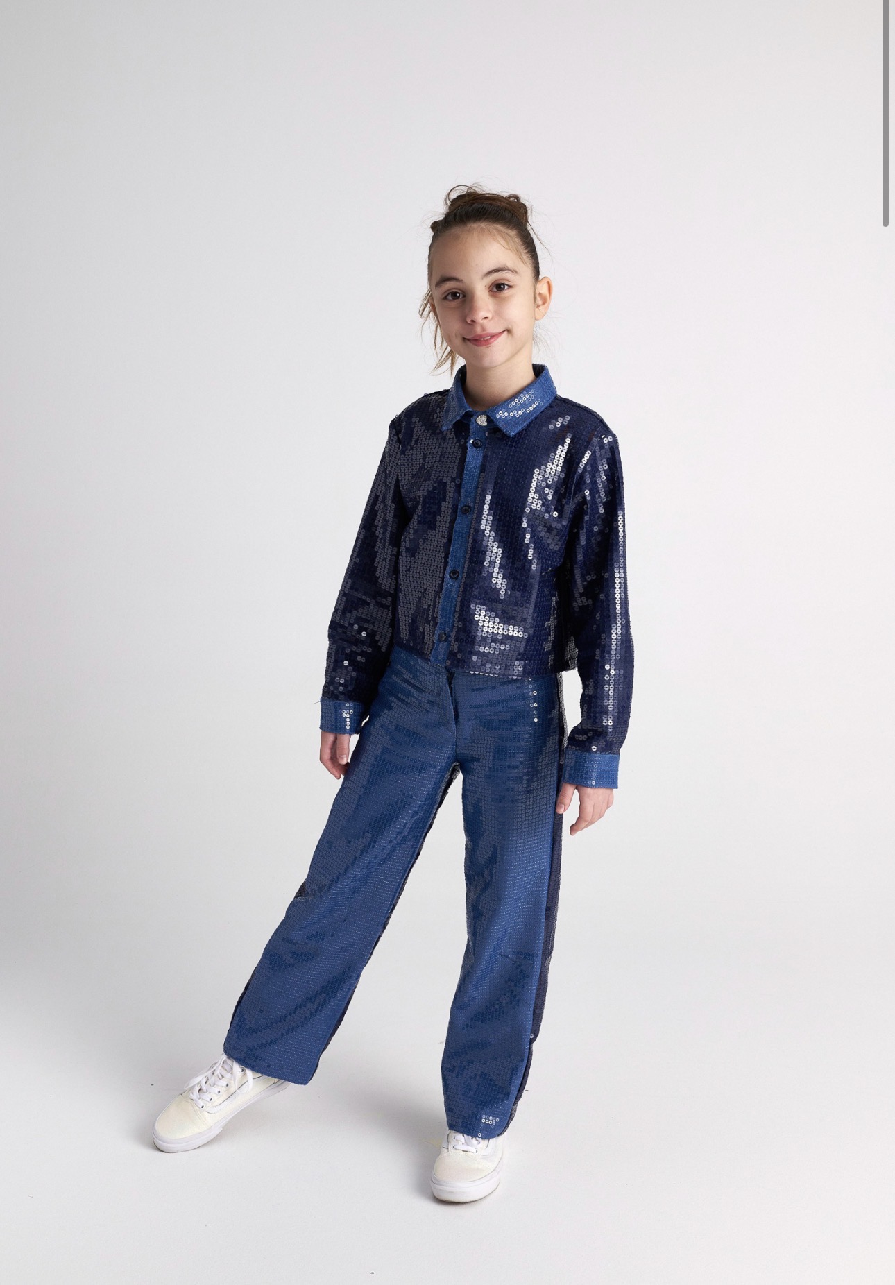 T7557 Midnight Moon Denim Sequins Shirt - Image 3