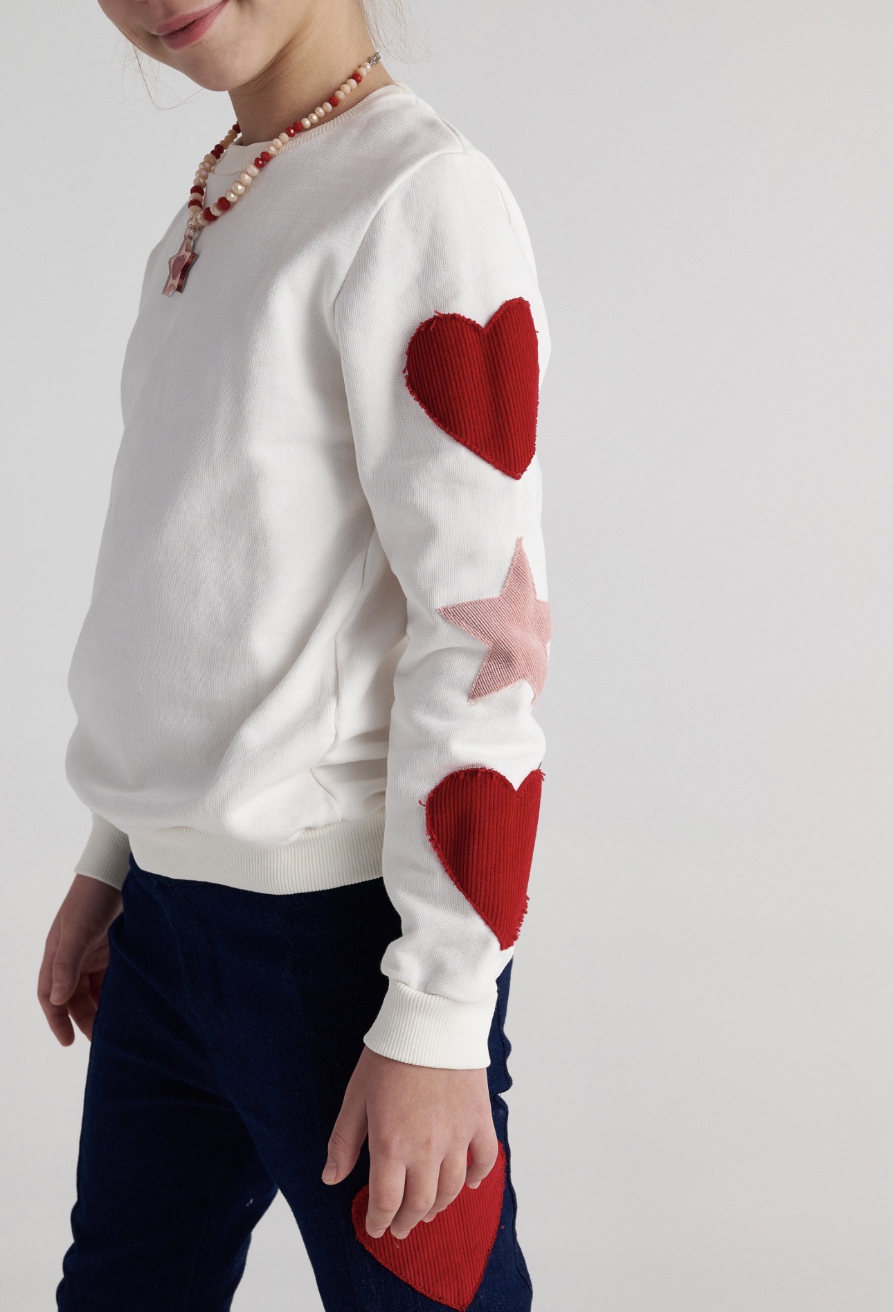 T7527 Galactic Hearts Embriodered Sweater Top For Kids - Image 2