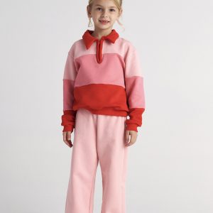 T7520 Raspberry Puff Tennis Sweater Set For Kids