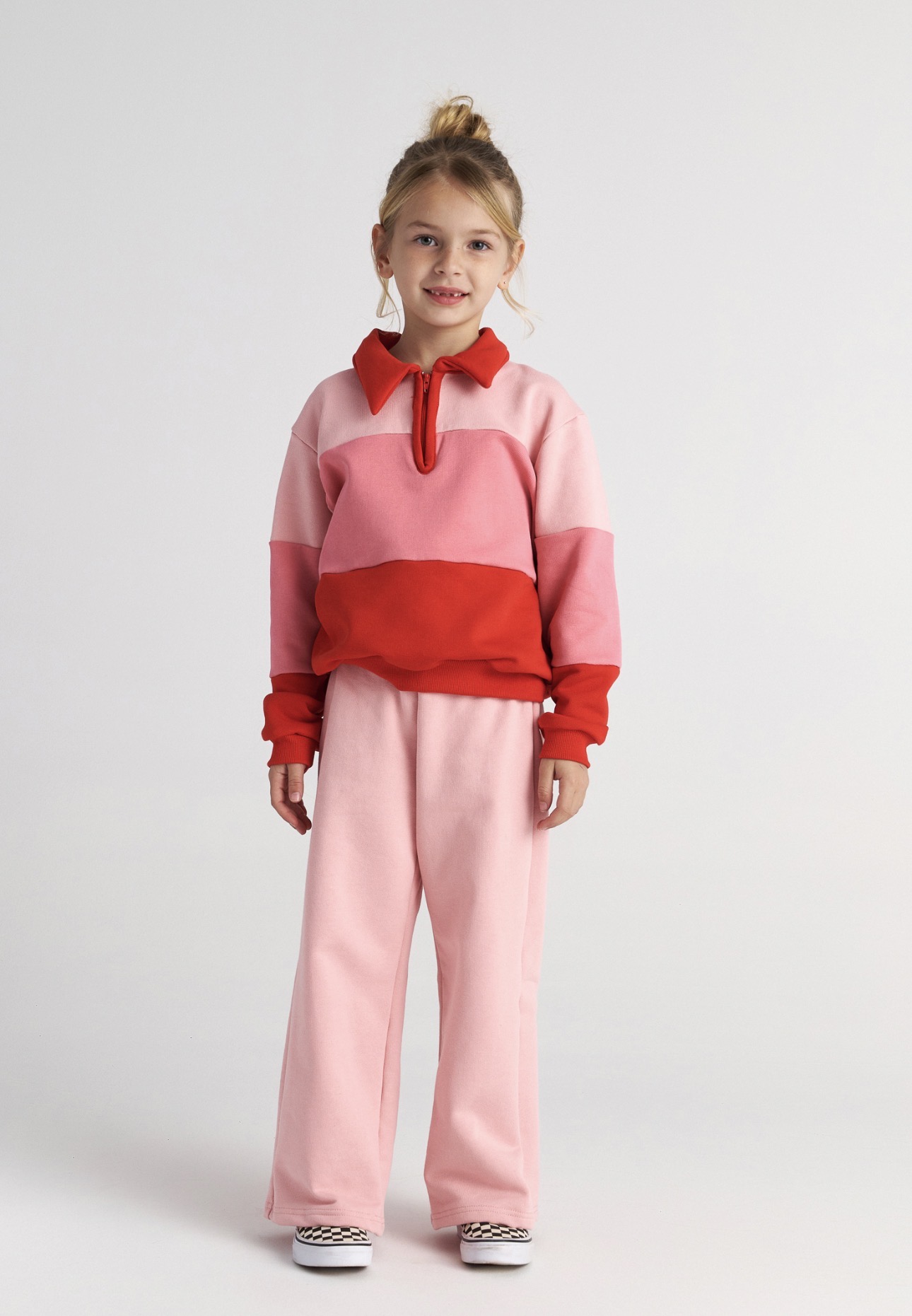 T7520 Raspberry Puff Tennis Sweater Set For Kids