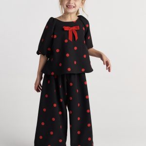 T7699 Polka Dots Set Top And Pants