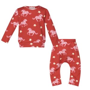 T7502 Magic Horses Baby Set Allover Print With Slouchy Pants