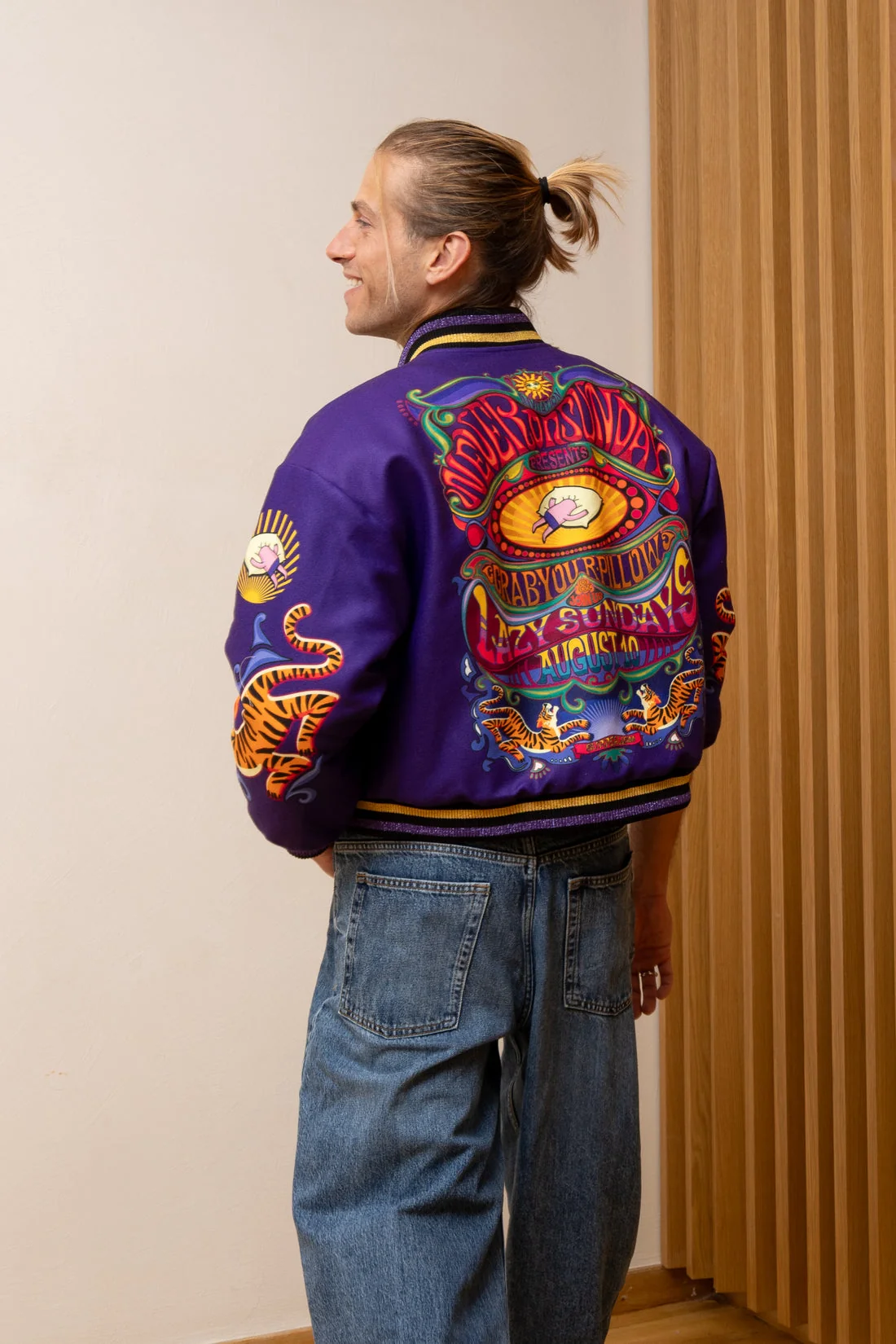 Never On Sunday Unisex Iconic Jacket Purple - Image 3